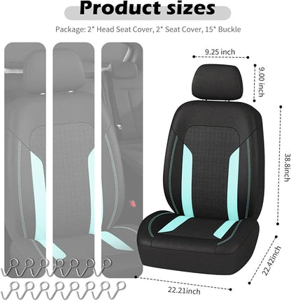 2 Pack Universal Car Seat Cover with Breathable Mesh Backrest,Comfortable Car Seat Protector with Foam Padding and Retaining Buckle,Highly Elastic Car Seat Covers Full Set (Mint)