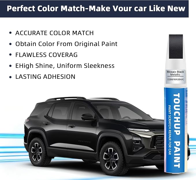 Mosaic Black Metallic(GB8/WA384A) Touch Up Paint Compatible with Chevy 2-in-1 Car Scratch Repair Pen for Rock Chips, Door Scratches & Paint Nicks Exact Color Match Quick Dry DIY Fix for Silverado