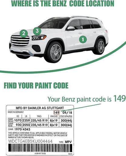 792/9792 Palladium Silver Metallic Touch Up Paint for Mercedes Benz, Color Accurate Car Paint Scratch Repair Pen, Quick & Easy Fix Automotive Chips and Nicks