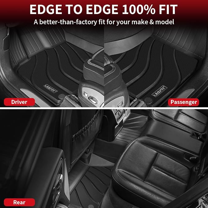 LASFIT Floor Mats for 2014-2026 Porsche Macan, 3D Laser-Measured Custom Fit All Weather TPE Floor Liners, Front & Rear Rows, Black, Easy to Clean