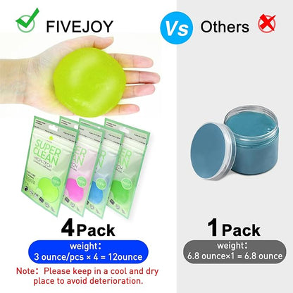 Car Cleaning Gels 4-Pack, Car Cleaning Putty Universal Auto Detailing Tools Car Interior Cleaner, Dust Cleaning Slime, Car Accessories for Car Vents & Keyboards, Clean Supplies– 320g (2.8oz/pcs)