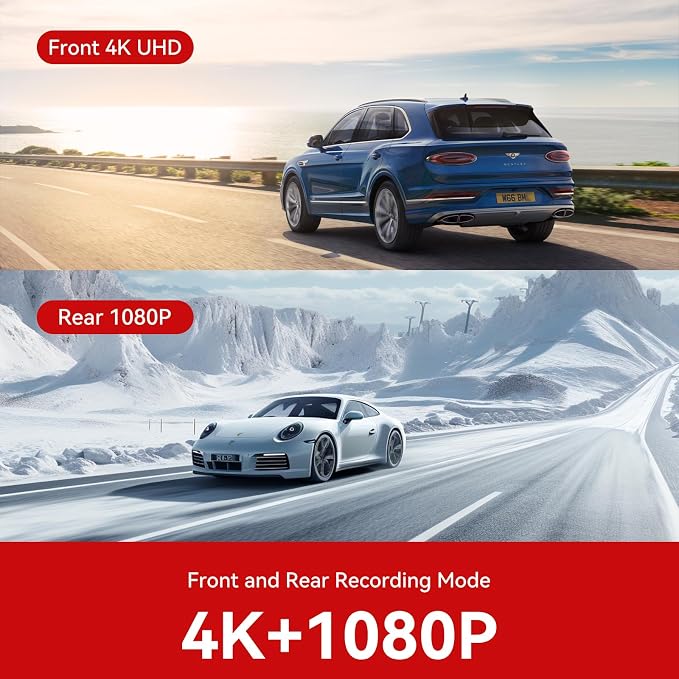 PAPAGO Dash Cam Front Rear, STARVIS Sensor 4K Full HD Dash Camera for Cars，Voice Control，5GHz Wi-Fi, Built-in GPS, Night Vision, WDR, G-Sensor, 64GB Card Included, 24H Parking Mode（G500）
