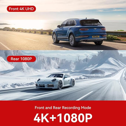 PAPAGO Dash Cam Front Rear, STARVIS Sensor 4K Full HD Dash Camera for Cars，Voice Control，5GHz Wi-Fi, Built-in GPS, Night Vision, WDR, G-Sensor, 64GB Card Included, 24H Parking Mode（G500）
