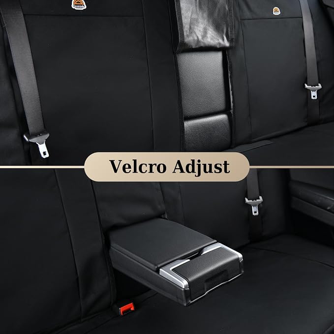 Coverado Canvas Universal Car Seat Covers - Rear & Auto Seats Protectors for Kids & Dogs - Fits Most Vehicles Trucks SUVs/Black