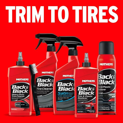Mothers Back-to-Black Heavy Duty Trim Cleaner Kit, 12 oz. Gel Cleaner + Trim Brush — Deep Cleans & Restores Exterior Trim & Plastics, Removes Oxidation, Dirt, Grime & Wax, Drip-Free Gel (06141)