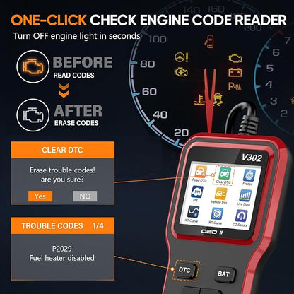 OBD2 Scanner with Battery Tester - Vehicle Code Reader for Check Engine Light, Plug and Play, Car Scanner Diagnostic Tool for All OBDII Vehicles After 1996