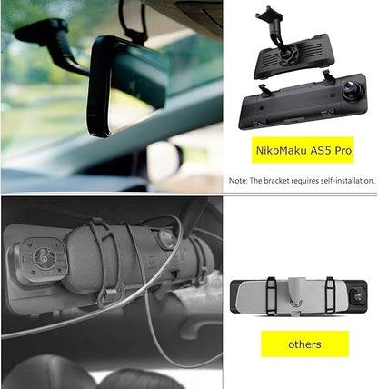 NikoMaku Mirror Dash Cam Front and Rear OEM Design 4K Resolution 11 Inch Full Touch Screen Rear View Mirror Camera for Cars 170° Wide Angle Type-C Dual Lens Included GPS AS5 Pro Standard