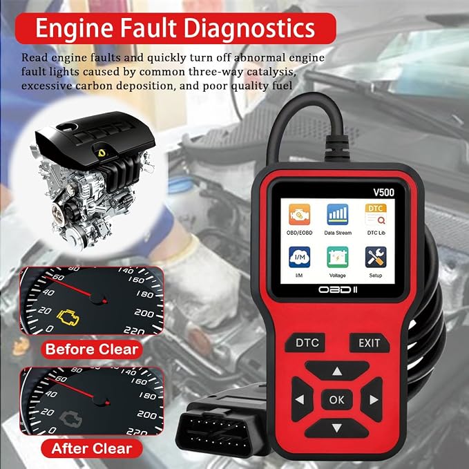 OBD2 Scanner Diagnostic Tool - Check Engine Light Code Scanner Tool with Reset, DTC, Data Stream, I/M Readiness, Car & Truck Scan Tool for All Vehicles Since 1996, escaner automotriz