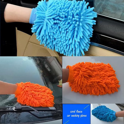 3PCS Car Wash Kit with 2 Premium Soft Microfiber Chenille & Plush Wash Mitts + High-Density Sponge, Scratch-Free Cleaning for Cars/Home/window/mirror/bathroom – Durable&Absorbent& Multi-Purpose (3)