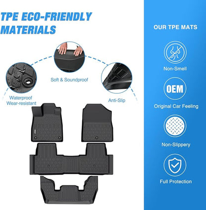 Nilight TPE Floor Mats for Honda Pilot 2023 2024 2025 2026,All Weather Custom Fit Heavy Duty Floor Liners