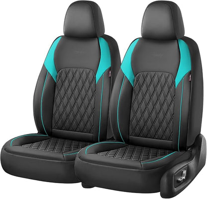 Coverado Front Seat Covers, Car Seat Covers for Cars, Waterproof Driver Seat Covers, Faux Leather Car Seat Cushion, Front Auto Seat Covers Luxury Car Seat Protector Universal Fit Most Cars, Black&Blue