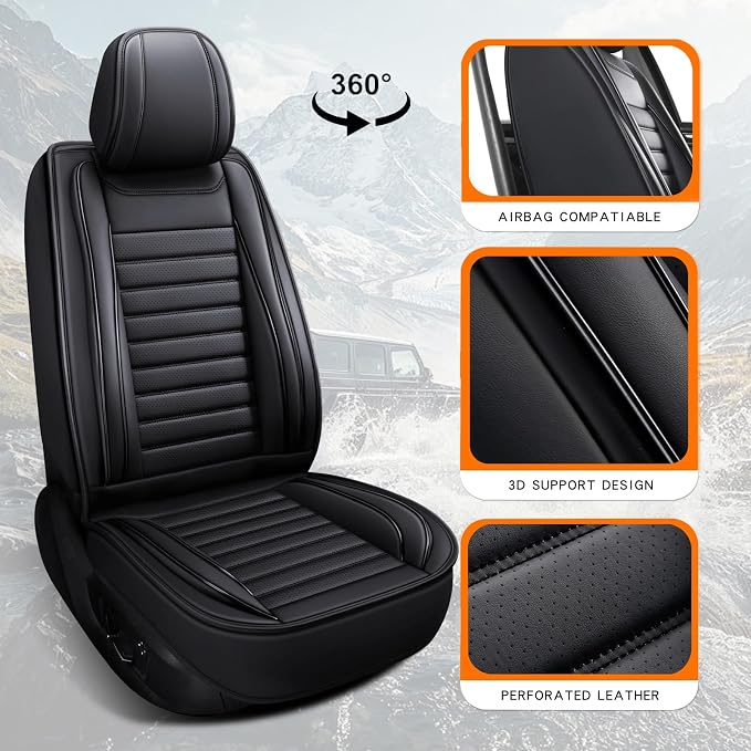 MINGBRON Car Seat Covers,Car Seat Protector Waterproof,Seat Covers Full Set, Car Seat Protectors,Automotive Seat Covers Fit for Most Cars Black