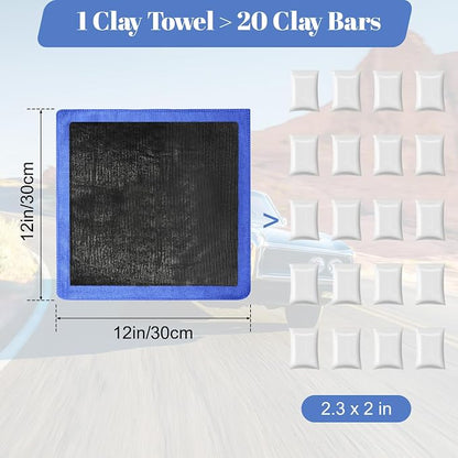 Clay Towel 2 Pack 12 x 12 Inch, Clay Bar Towel for Auto Detailing Microfiber Car Cloth Cleaner Automotive for Car Detailing