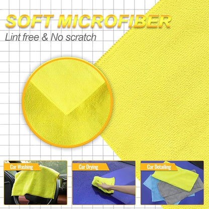 Car Wash Drying Towels, 450gsm Ultra-Thick Absorbent Lint-Free Extra Soft Microfiber Rags for Car Detailing, Interior & Exterior Cleaning Cloths, 16in x 16in - Microfiber, Yellow, 6 Packs