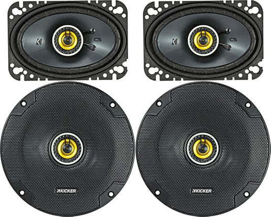 KICKER Speaker Package of 2 Items: CS Series Two 6.5" Coaxial Speakers 4-Ohm & Two 4"x6" Coaxial Speakers 4-Ohm - 1x 46CSC654, 1x 46CSC464