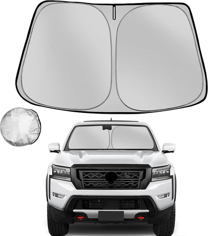 Windshield Sun Shade for 2022-2025 Nissan Frontier Foldable Sun Sunshade for Car Front Window Blocks UV Rays and Heat Automotive Interior Protector Custom Fit Accessories