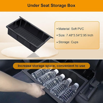 BANKKY 5PCS Center Console Organizer Tray for Tesla Model Y Juniper 2025 2026 Accessories Underseat Armrest Storage Cup Holder Hidden Compartment for Family Travel Kids Daily Commute Road Trips