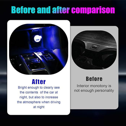 4 PCS USB LED Car Interior Atmosphere Lamp, Portable Mini LED Night Light, Plug-in USB Interface Trunk Ambient Lighting Kit, Universal Interior Car Accessories (Blue)