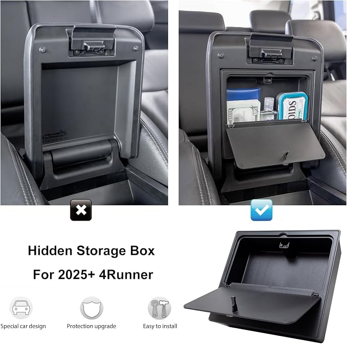 JDMCAR 2PCS Hidden Storage Box and Glove Box Organizer Compatible with 2025 2026 Toyota 4Runner Accessories