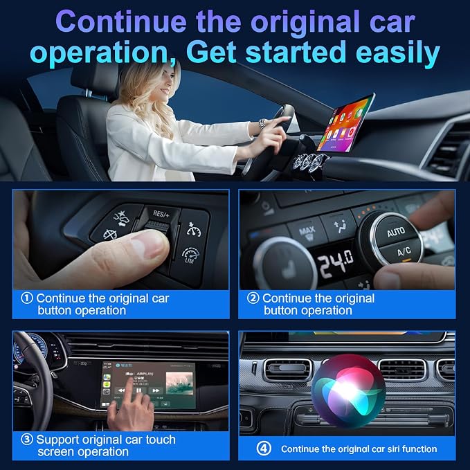 Wireless CarPlay Adapter for iPhone, HD Navigation Vehicle-Level Chip Stable Connect, Bluetooth CarPlay Plug & Play Convert Wired to Wireless CarPlay Adapter iOS 10+ & Cars from 2015+