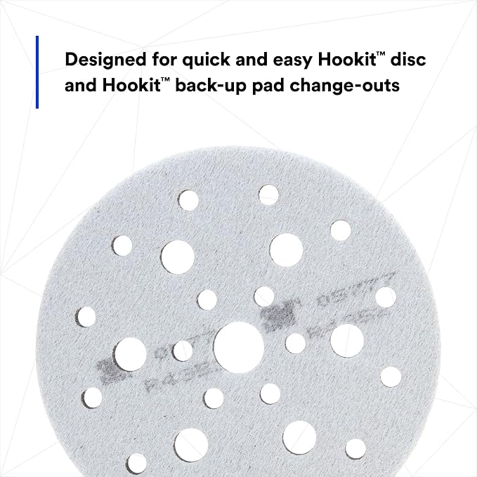 3M Hookit Soft Interface Pad, 05777, 6 in x 1/2 in x 3/4 in, Foam, Hole Pattern, Finer Finish for Auto Body Sanding Applications, 1 Pad