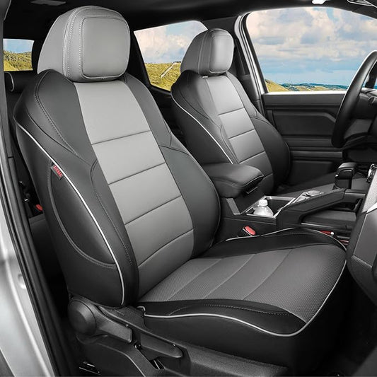 EKR Tacoma Seat Covers Custom Fit for Toyota Tacoma (Only for Hybrid) 2024 2025 2026 Double cab TRD Sport/TRD Off-Road/Limited/Trailhunter -Truck Seat Covers Full Set,Faux Leather(Black/Gray)