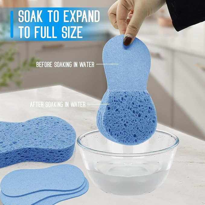 3PCS Car Wash Sponge, Heavy Duty Car Sponges for Washing, Car Accessories Large Sponges for Cleaning, Automotive Cleaning Supplies, Eco Friendly Sponge (7.68 x 3.74 x 1.38 Inch), Blue