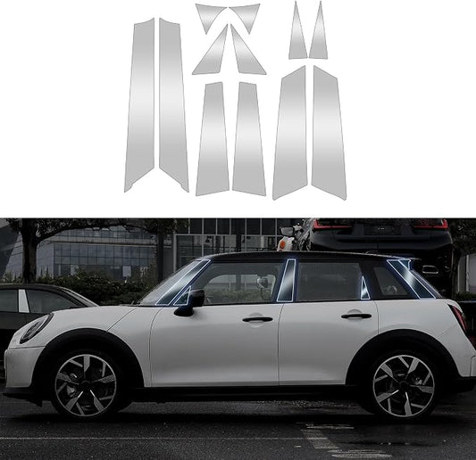 KUNGKIC for 2024 2025 Mini Cooper S F65 5-Door A B C Window Pillar Scratch Prevention TPU Film Exterior Accessories Transparent