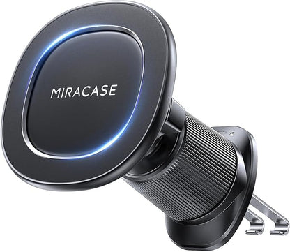 Miracase Car Phone Holder for Magsafe [Super Strong Magnets] Magnetic Phone Holders for Your Car, 360°Adjustable Air Vent Hands Free Cell Phone Mount Cradle (Matte Black, Regular)