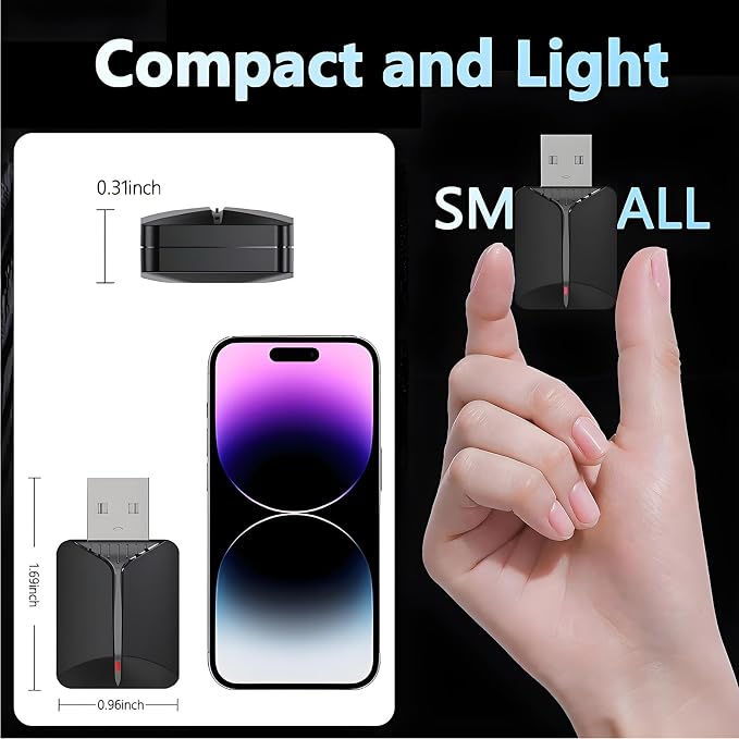 Mini Wireless CarPlay Adapter, Upgrade Wired CarPlay to Wireless for Cars with Built-in Wired CarPlay & Android Auto, Plug and Play Easy Use Fast Stable Connection for iPhone & Android
