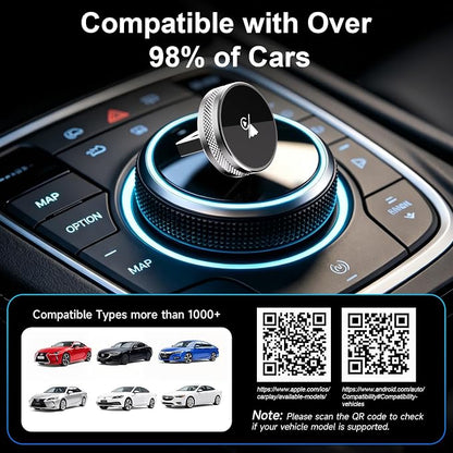 2-in-1 Wireless CarPlay & Android Auto Adapter, CarPlay Dongle Convert Wired to Wireless, Bluetooth & Wi-Fi, Plug & Play, Zero Latency, Compatible with USB/USB-C(Gray)