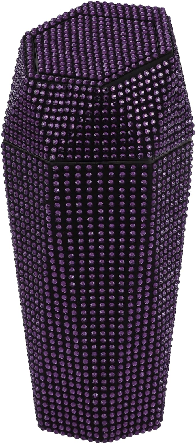 ACROPIX Car Trash Can Trash Bin Rhinestones Portable 3.5" Length 3.1" Width 7.9" Height Purple Rhinestone Plastic