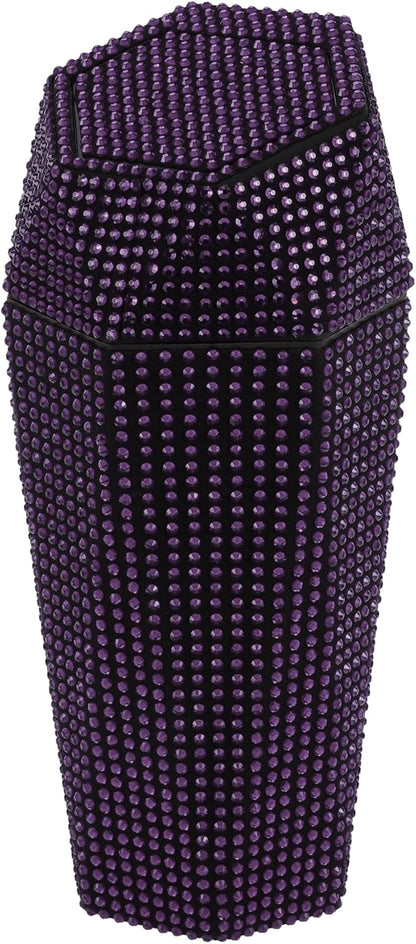 ACROPIX Car Trash Can Trash Bin Rhinestones Portable 3.5" Length 3.1" Width 7.9" Height Purple Rhinestone Plastic