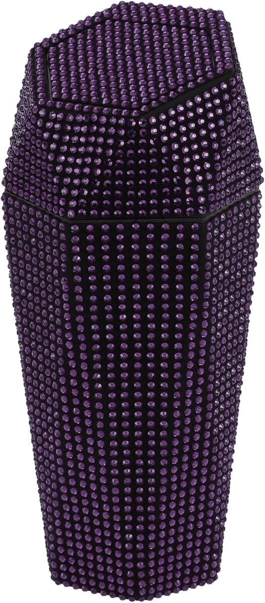 ACROPIX Car Trash Can Trash Bin Rhinestones Portable 3.5" Length 3.1" Width 7.9" Height Purple Rhinestone Plastic