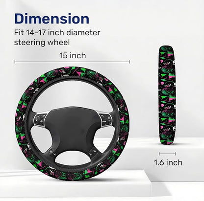 GENANY Good Witch Steering Wheel Cover, Non Slip Polyester Car Wheel Protector for Car SUV Truck, Universal 15 Inch
