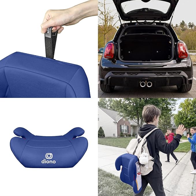 Diono Solana Lite Backless Booster Car Seat Pack of 2, Lightweight & Portable for Travel, Machine Washable Covers, 40-100 lbs, Blue Surge