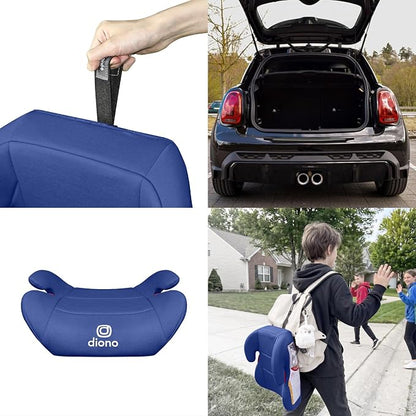 Diono Solana Lite Backless Booster Car Seat Pack of 2, Lightweight & Portable for Travel, Machine Washable Covers, 40-100 lbs, Blue Surge