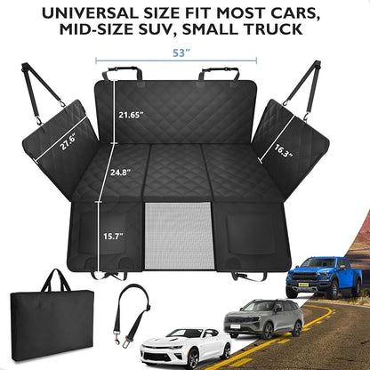 Back Seat Extender for Dogs-Large Space, Hard Bottom Egg Crate Foam Soft Dog Car Seat Cover, Sturdy Backseat Extender for Dogs, Waterproof Pet Car Bed Dog Hammock for Car, SUV, Truck