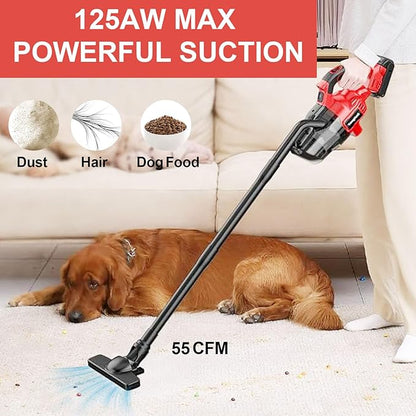 Cordless Handheld Vacuum for Milwaukee 18V Battery, 5 in 1 Vacuum Cleaner 50CFM 125AW Shop Vac with 500W Brushless Motor Max 18000r/Min, HEPA Filter, for Home Car Hardwood Floor Carpet (No Battery)