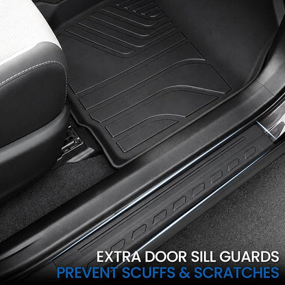 Floor Mats Set for 2013-2018 Toyota RAV4 Gas, All Weather TPE Floor Liners Trunk Mat Cargo Liner with Backrest Mat Door Sill Guards Accessories