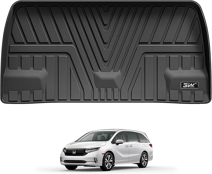 3W Cargo Liner Fit for Honda Odyssey 2018-2025 2026 Custom Fit Trunk Liner Mini Passenger Van, All Weather Use Heavy Duty Trunk Mat Black