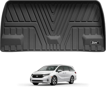 3W Cargo Liner Fit for Honda Odyssey 2018-2025 2026 Custom Fit Trunk Liner Mini Passenger Van, All Weather Use Heavy Duty Trunk Mat Black