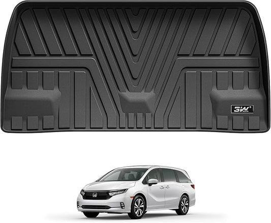 3W Cargo Liner Fit for Honda Odyssey 2018-2025 2026 Custom Fit Trunk Liner Mini Passenger Van, All Weather Use Heavy Duty Trunk Mat Black