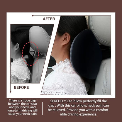 Really Cushiony Car Headrest Pillow, Car Pillow for Driving Seat with Adjustable Strap, Breathable Removable Cover & Ergonomic Design - Softness Office Travel Car Neck Pillow(Purple, 1PC)