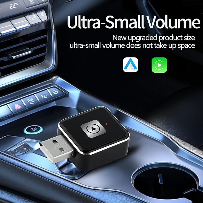 Wireless Carplay Adapter, Android Auto Adapter 2025 Carplay, Plug and Play Convert Wired to Wireless Supports Car Original Control, Mini Car Play Box for Cars