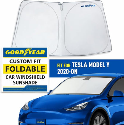 Goodyear Foldable Windshield Sunshade for Tesla Y 2020-2026, Car Accessories, Sunshade Cover, Sun Shade Car Windshield, Window Sun Blocker - GY008296