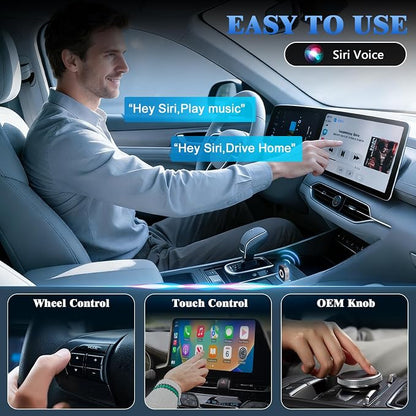 4-in-1 Wireless CarPlay Adapter for Apple CarPlay & Android Auto & AirPlay & MirrorLink, 2026 Upgraded Screen Mirroring Mini USB Adapter with Type-C Extension, Low Latency, Plug & Play