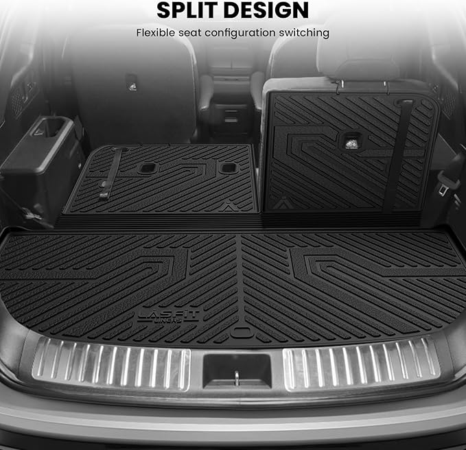 LASFIT Cargo Mat & Backrest Mats for Kia Telluride 2027 (Only Fit Gas, Not Fit Hybrid), All Weather TPE Custom Fit Cargo Liner Trunk Mats & Seatback Mats Accessories for Kia Telluride 2027, Black