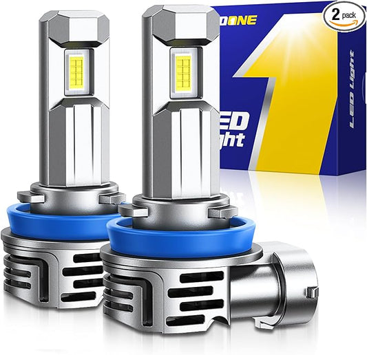 AUTOONE H11 Light Bulbs H8 H9 LED, 1:1 Mini Size, 60,000LM Brightness, No Flicker 6500K Cool White, Easy 3 Min Plug and Play, IP68 Rated, Long Lifespan, 2 PCS
