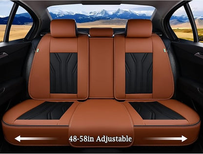 FLORICH Leather Seat Covers, Seat Covers Full Set, Car Seat Protectors 5 Seats,Automotive Seat Covers Fit for Most Cars Trucks-Brown&Black